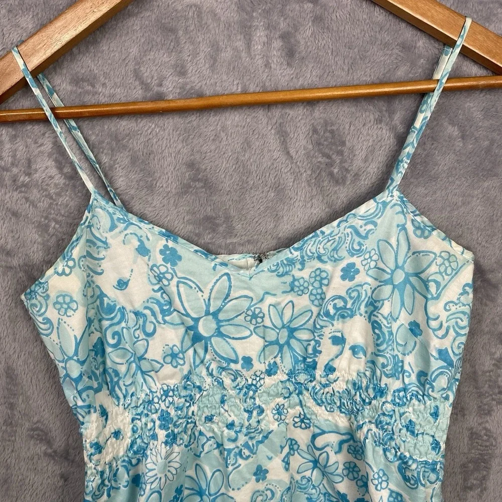 Vintage Lilly Pulitzer Tank Top Spaghetti Women 8 Blue Golden Lion Y2K Coastal - Picture 2 of 6